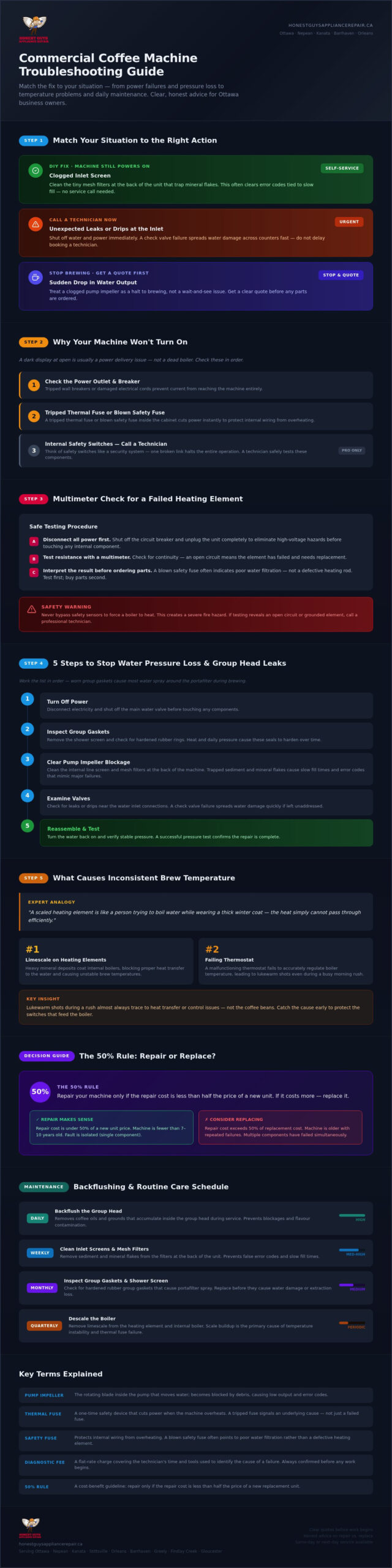 Commercial Coffee Machine Troubleshooting: A 2026 Guide for Repairs